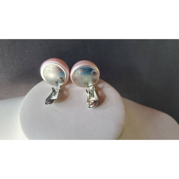 Iridescent Pink Dome Clip-on Earrings - Picture 8 of 10
